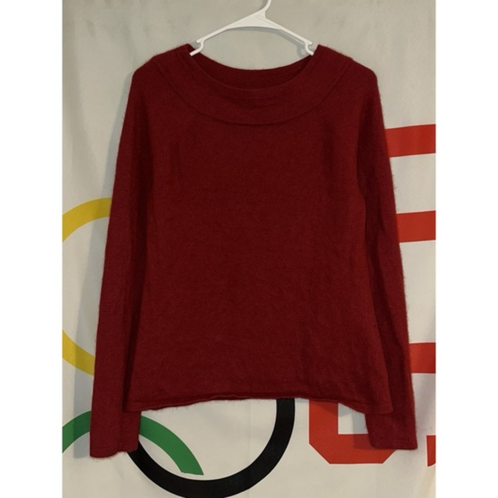 Sarah Spencer Sweater Womens Medium Red Boat Neck Angora Wool Pullover